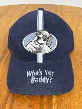 Big Dogs Vintage Hat Whos Yer Daddy Navy Blue Embroidered Baseball Cap Mens OSFM